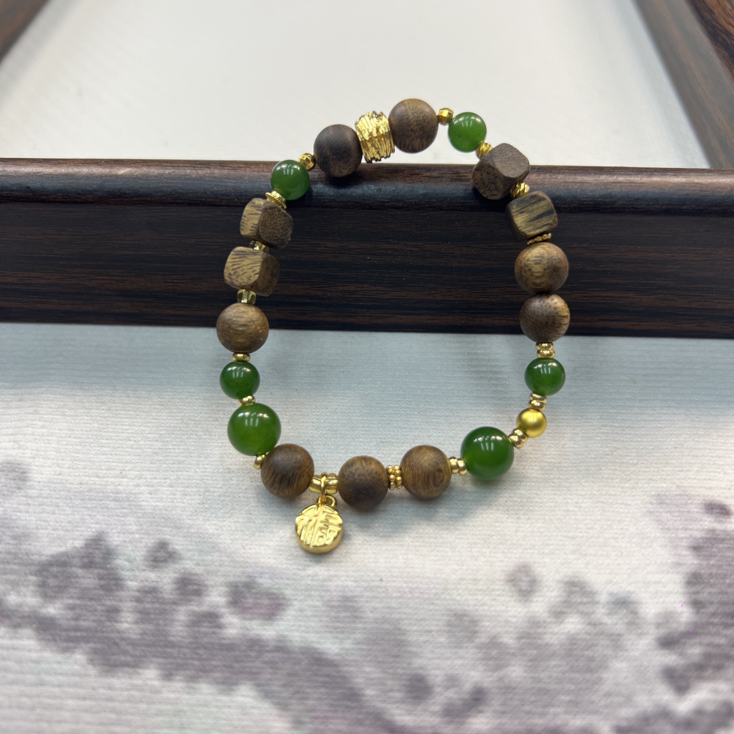 沉香天然奇楠沉香木拼接手链国风小众设计手饰串-047