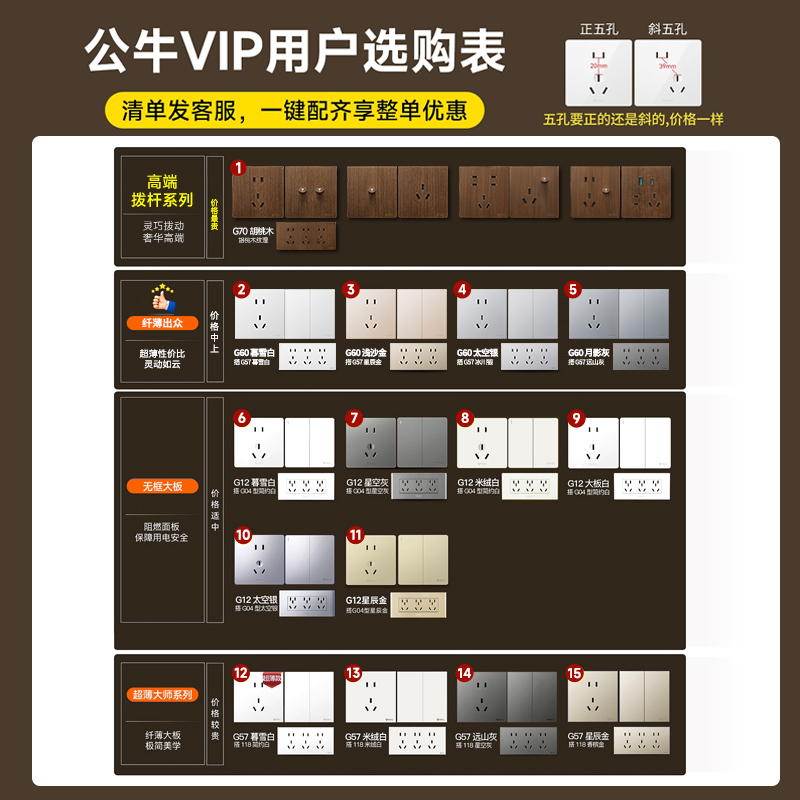 BULL/公牛正品公牛开关插座全屋定制专属链接