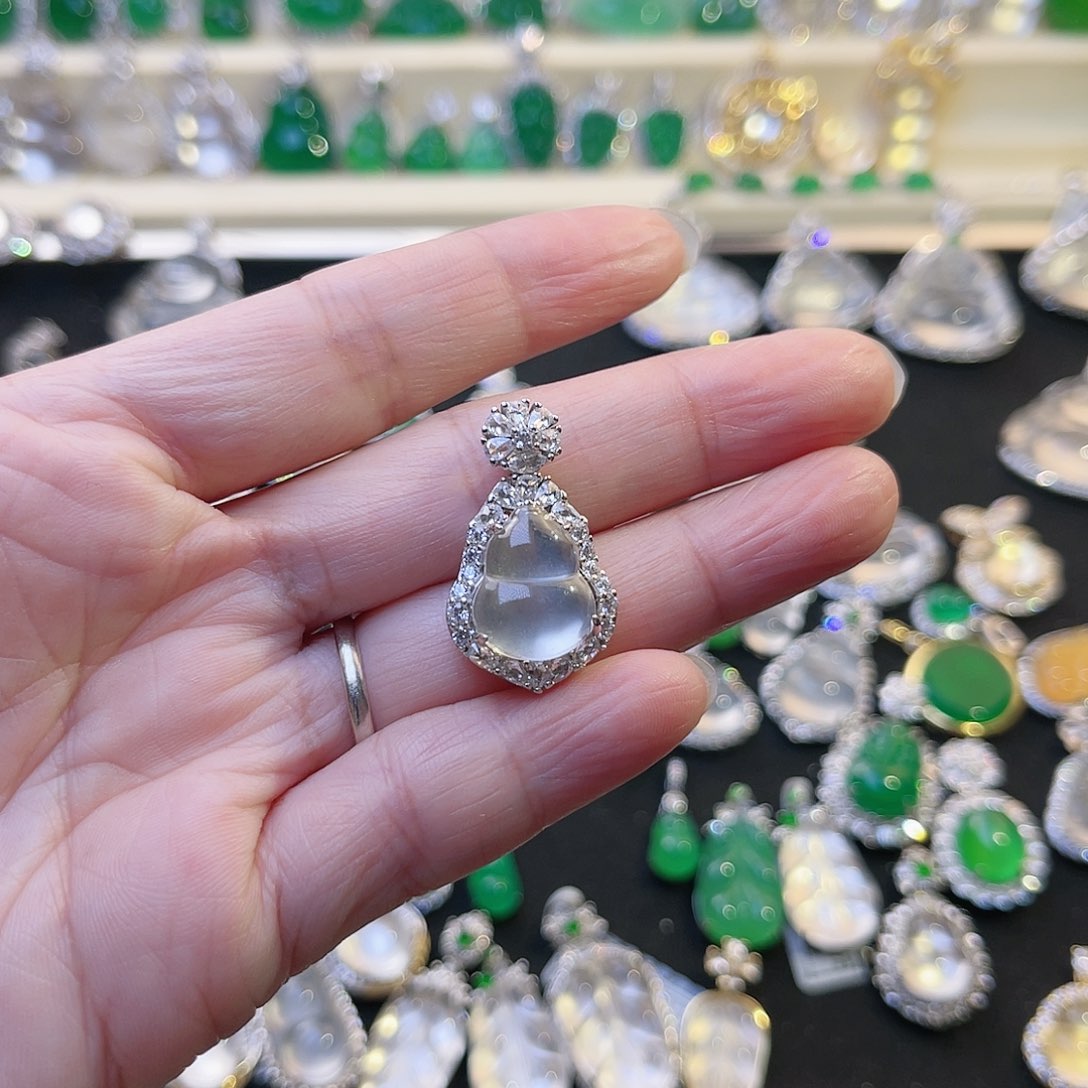 项链银S925镶嵌石英质玉