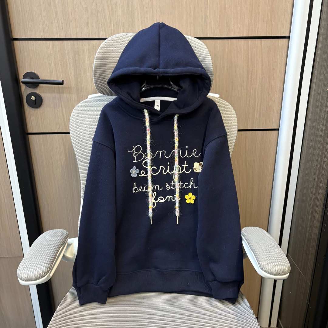 【清货】冬款韩范彩色毛线刺绣加绒连帽女童卫衣 F225 225 S