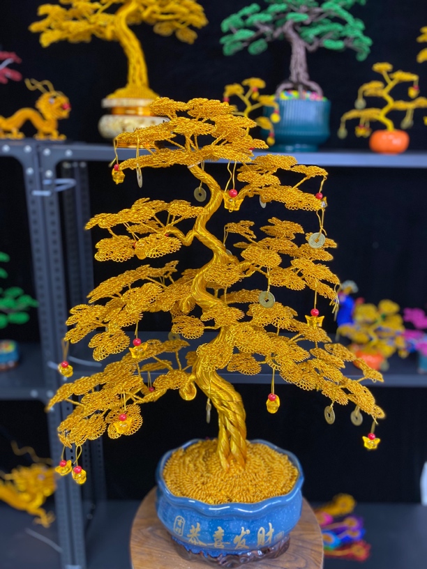 70厘米高发财（恭喜发财）手工编织工艺品摆件