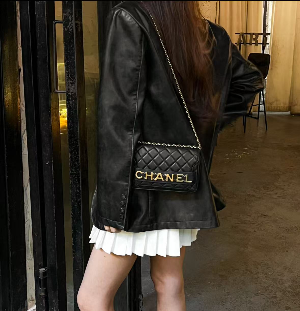 99新 Chanel/香奈儿 娜娜专属 字母黑金插口woc