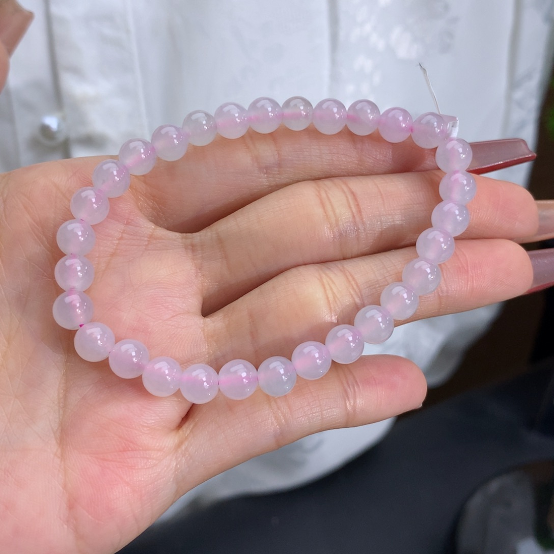 翡翠手链未镶嵌卡6.2淡淡淡粉手串