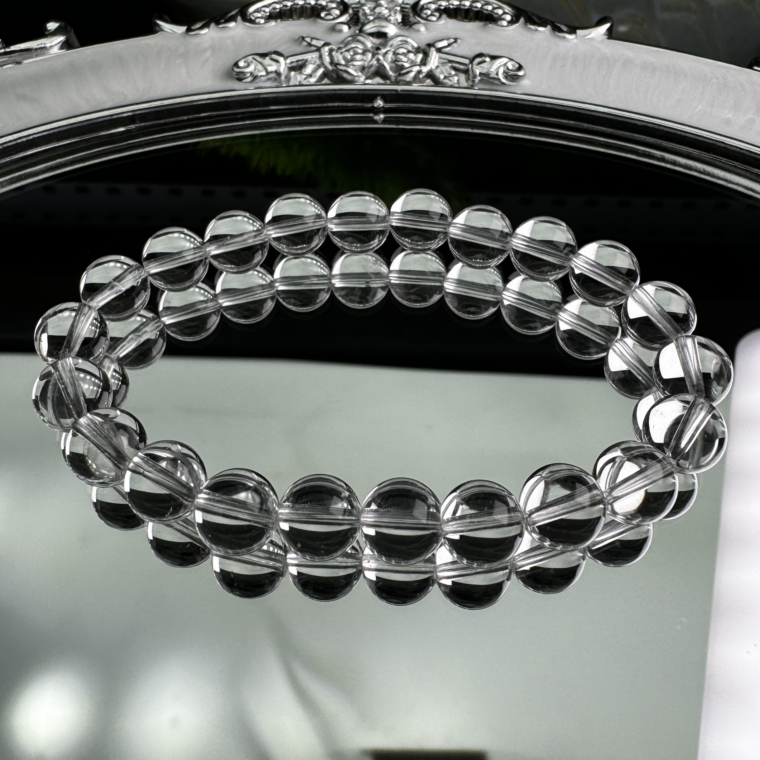 天然8毫米白水晶单圈手串手链消磁礼物