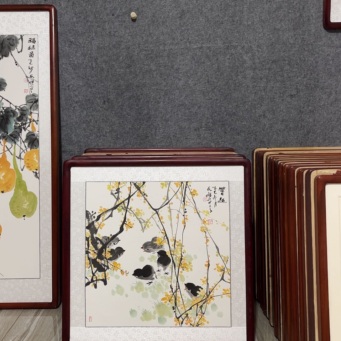 国画书画作品带框63×63