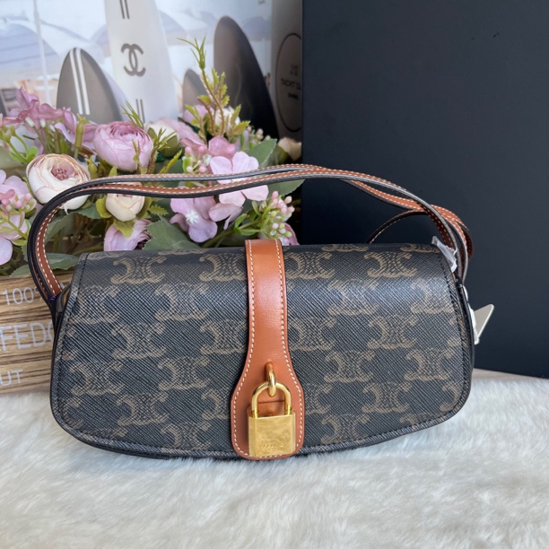 99新 Celine/思琳 赛琳老花锁头腋下包