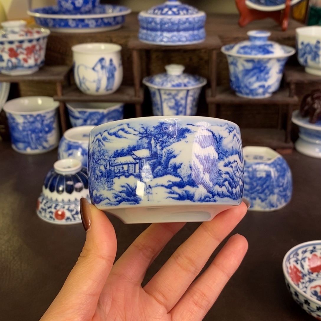 熊***茶景德镇陶瓷手工手绘