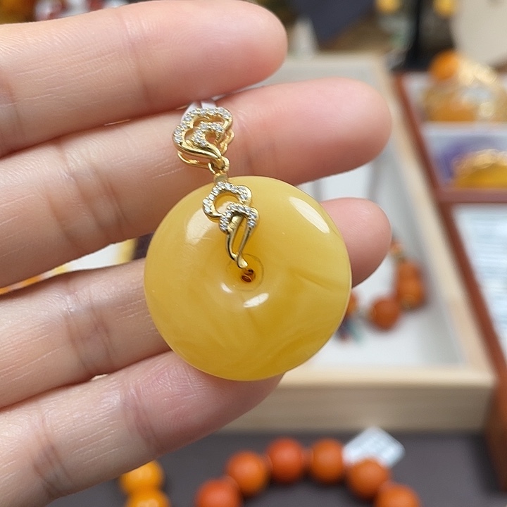 蜜蜡珠宝奇石银S925镶嵌