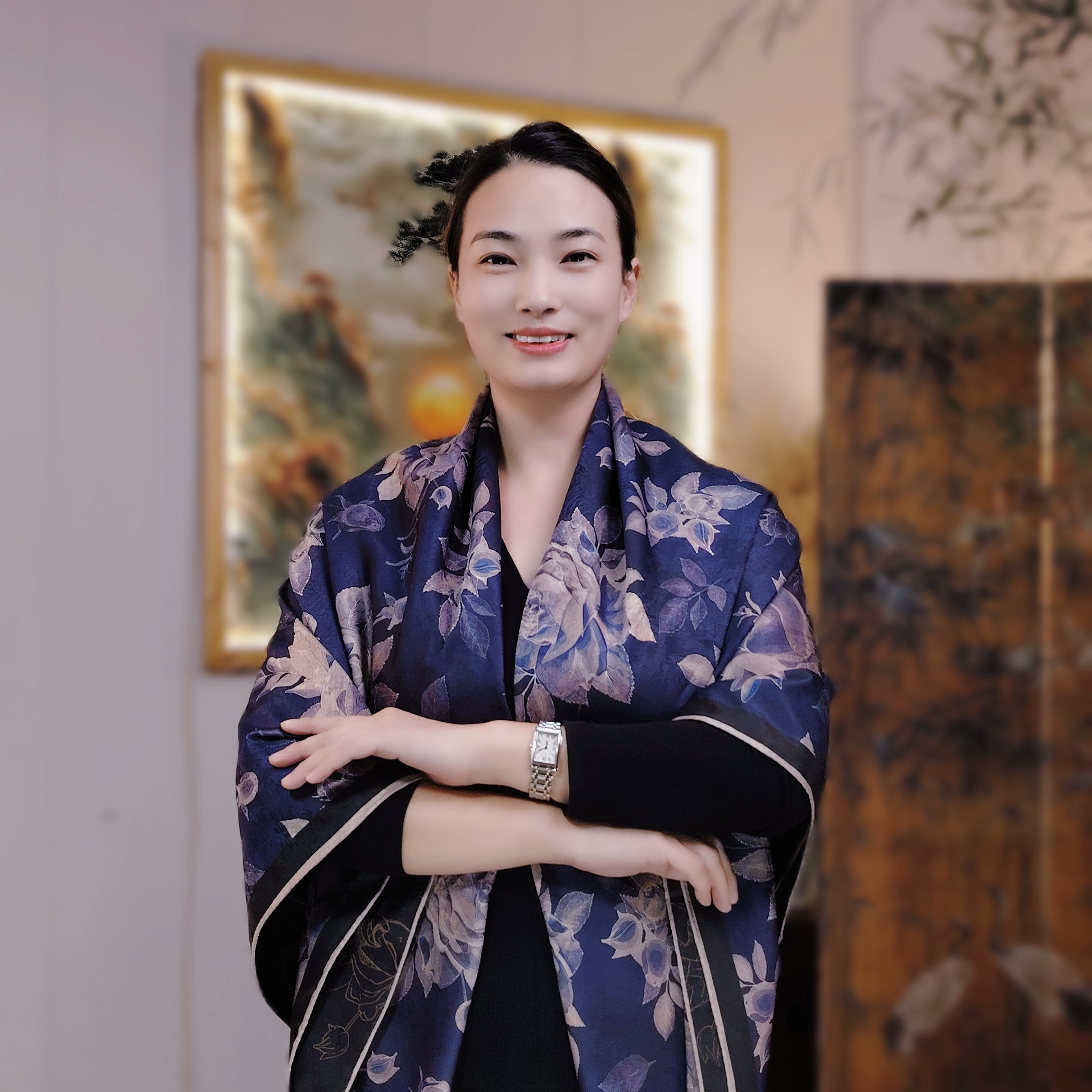 【墨紫花绫】顶奢高级双色香云花萝140大方巾优雅中国风丝巾提花