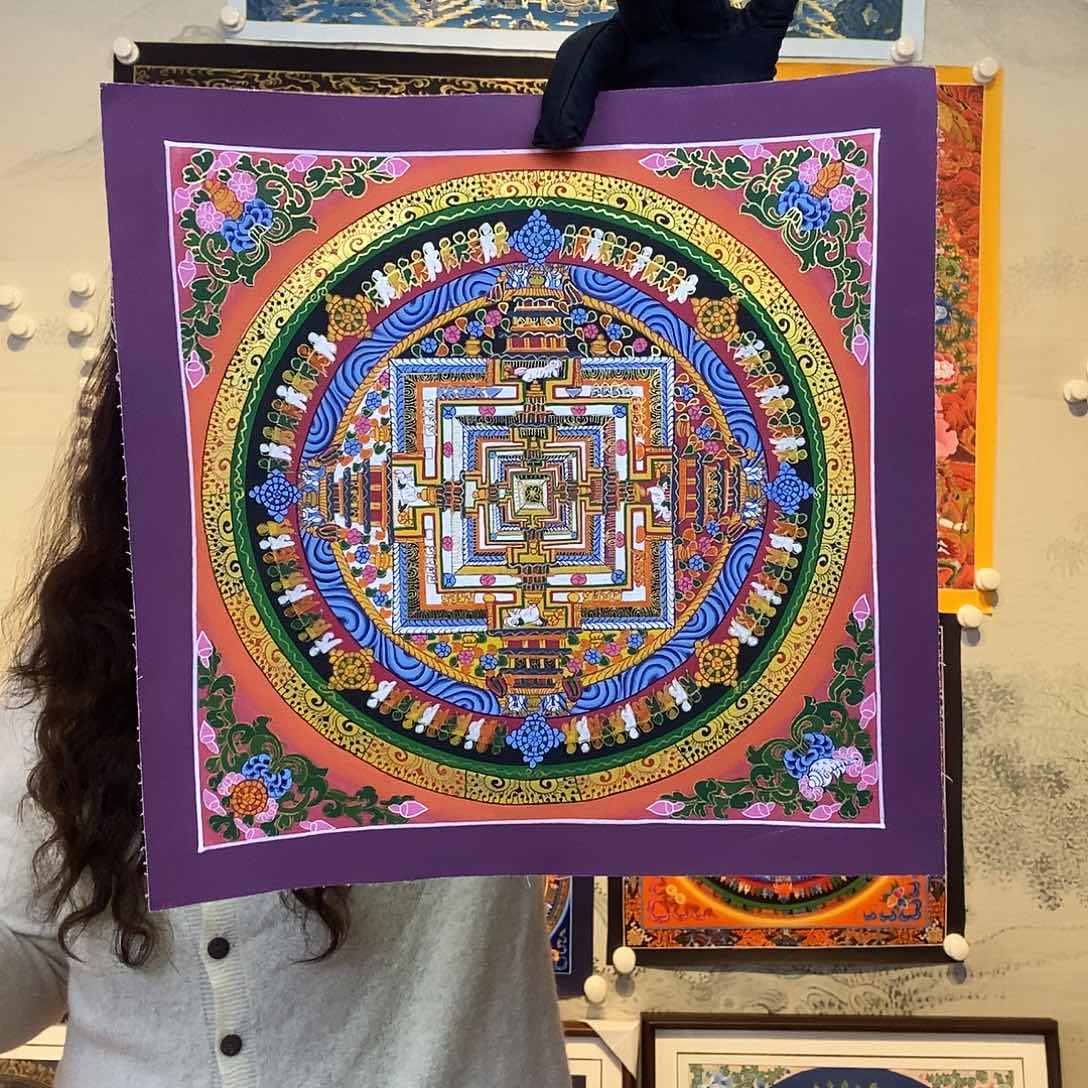 卷轴画纯手绘坛城唐卡27厘米左右