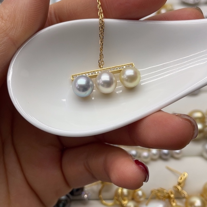 海水珍珠项链银S925镶嵌