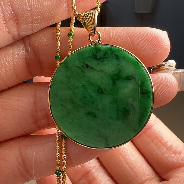 翡翠颈饰银S925镶嵌吊坠赠链