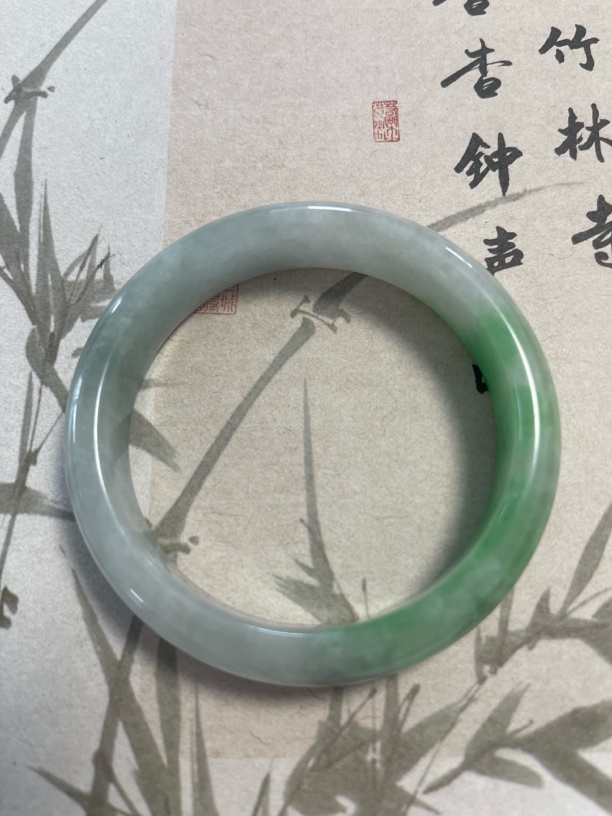 X775-五六加半山水缅甸翡翠手镯