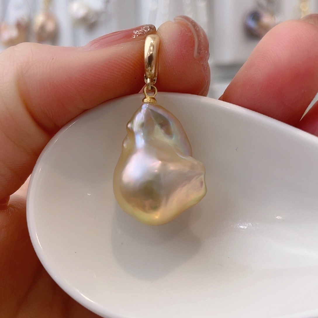 淡水珍珠银S925镀金镶嵌颈饰