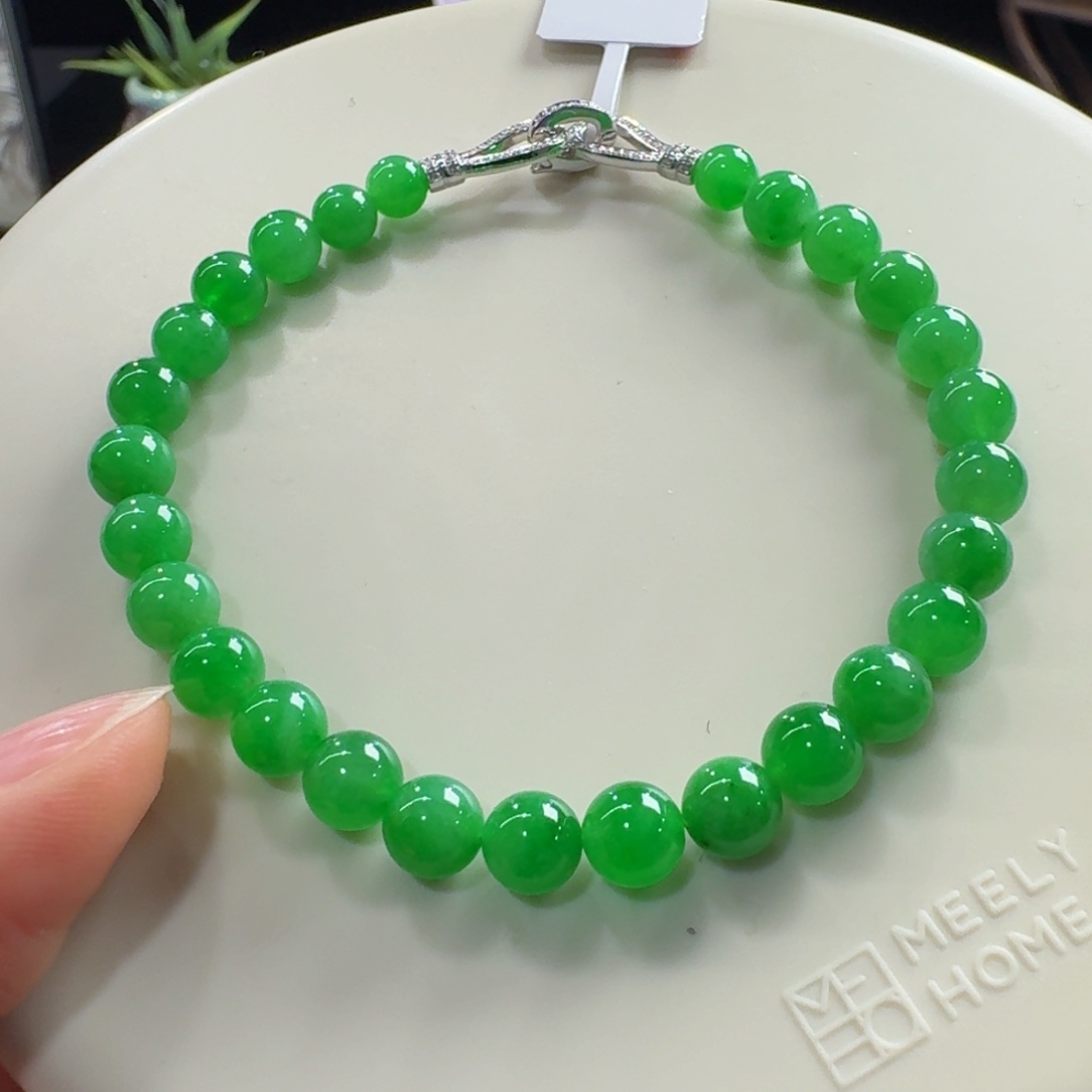 未镶嵌手链翡翠冰胶木纳阳绿单圈5.1-6.2mm