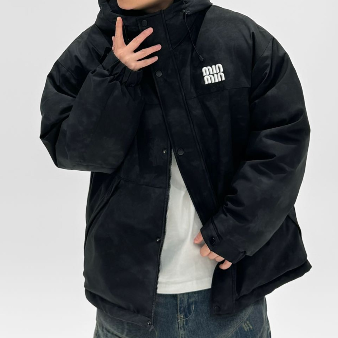 CB BF-916-秋冬季新款时尚百搭连帽冲锋衣羽绒服外套*YM