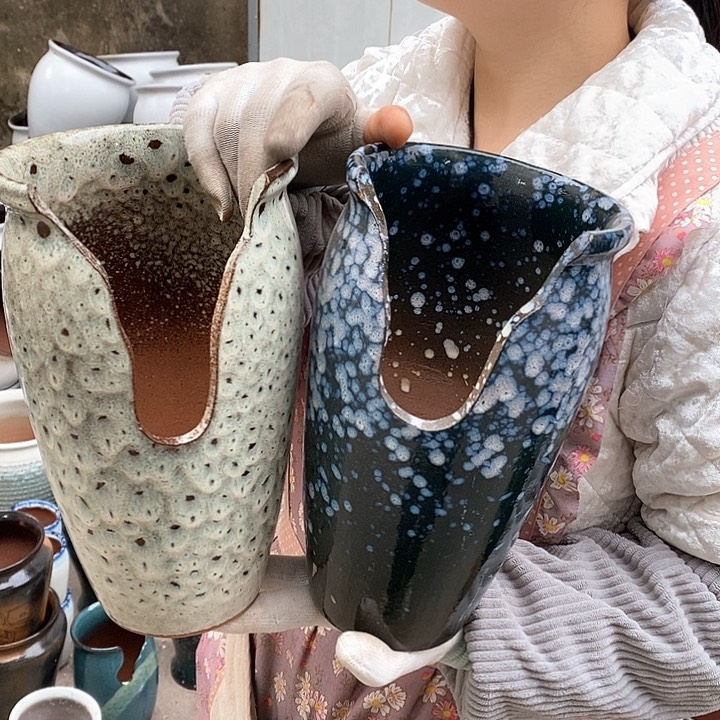 紫砂花盆瑕疵口15高25