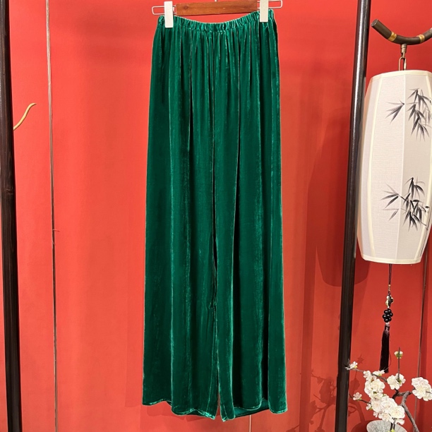 国风复古丝绒直筒裤（6100）九悦