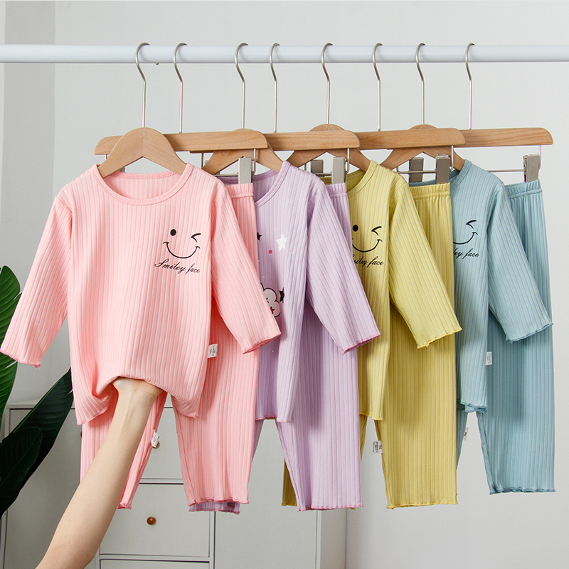 儿童冰丝睡衣夏季女童薄款空调服女孩七分袖休闲家居服套装