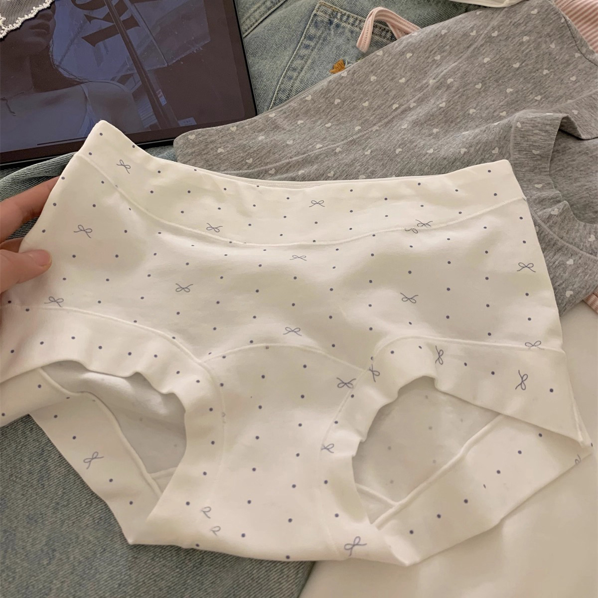 【甜心女孩】成年女士四季通用高腰纯色平角纯棉内裤A类40支精梳棉9