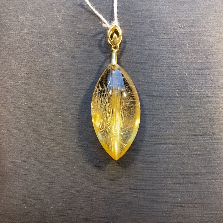 发晶银S925镶嵌颈饰高品质金发晶马眼吊坠