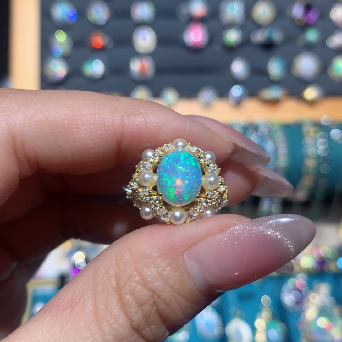 欧泊戒指银S925镶嵌福利