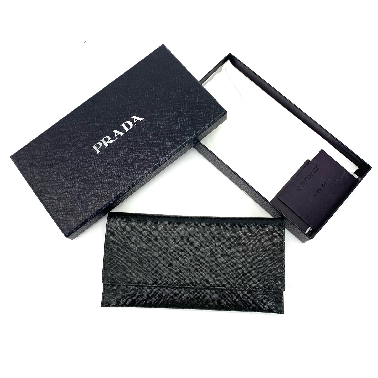 未使用 Prada/普拉达 经典黑色全皮长款钱包  尺寸20.5/11