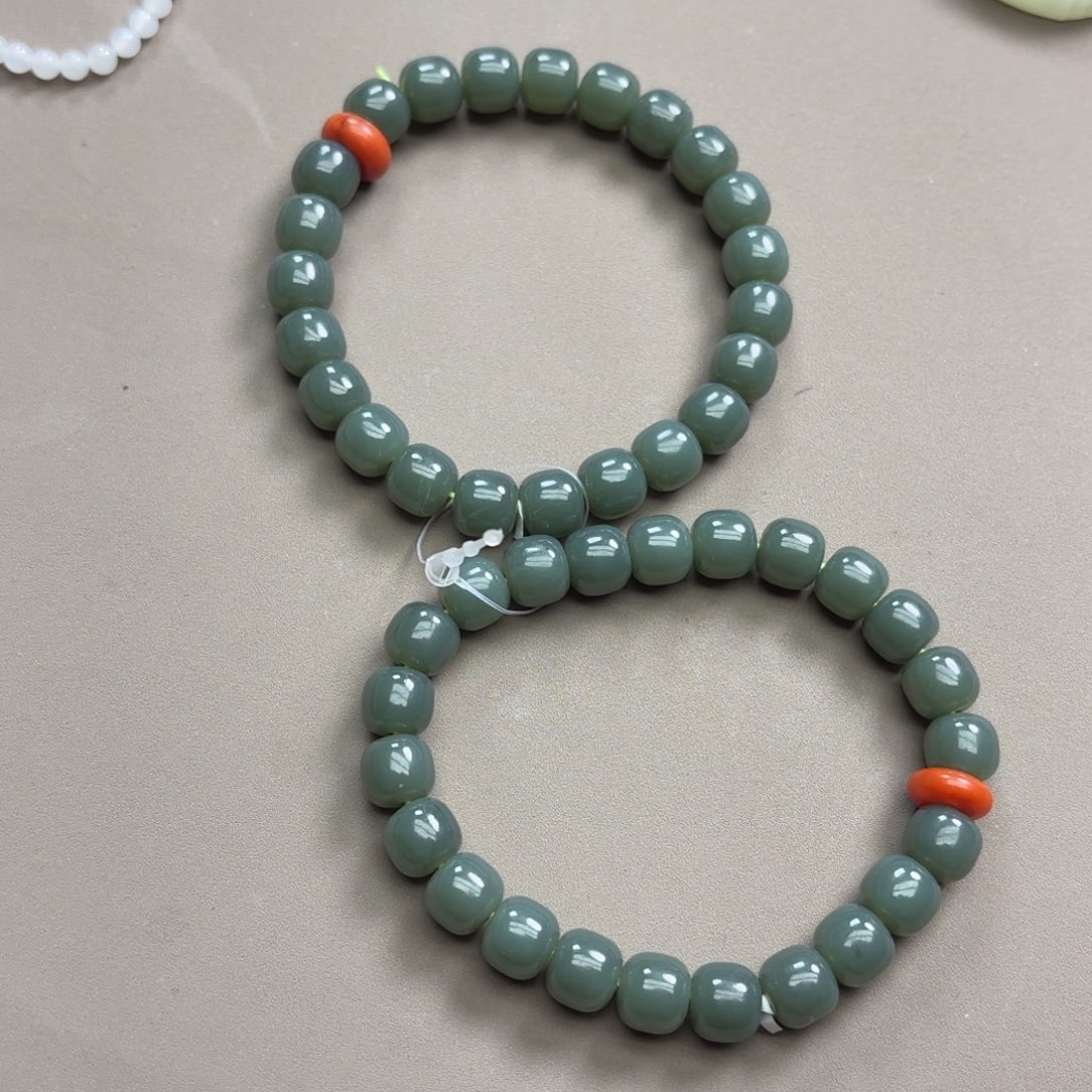 和田玉手串卡7.6未镶嵌拍一发一