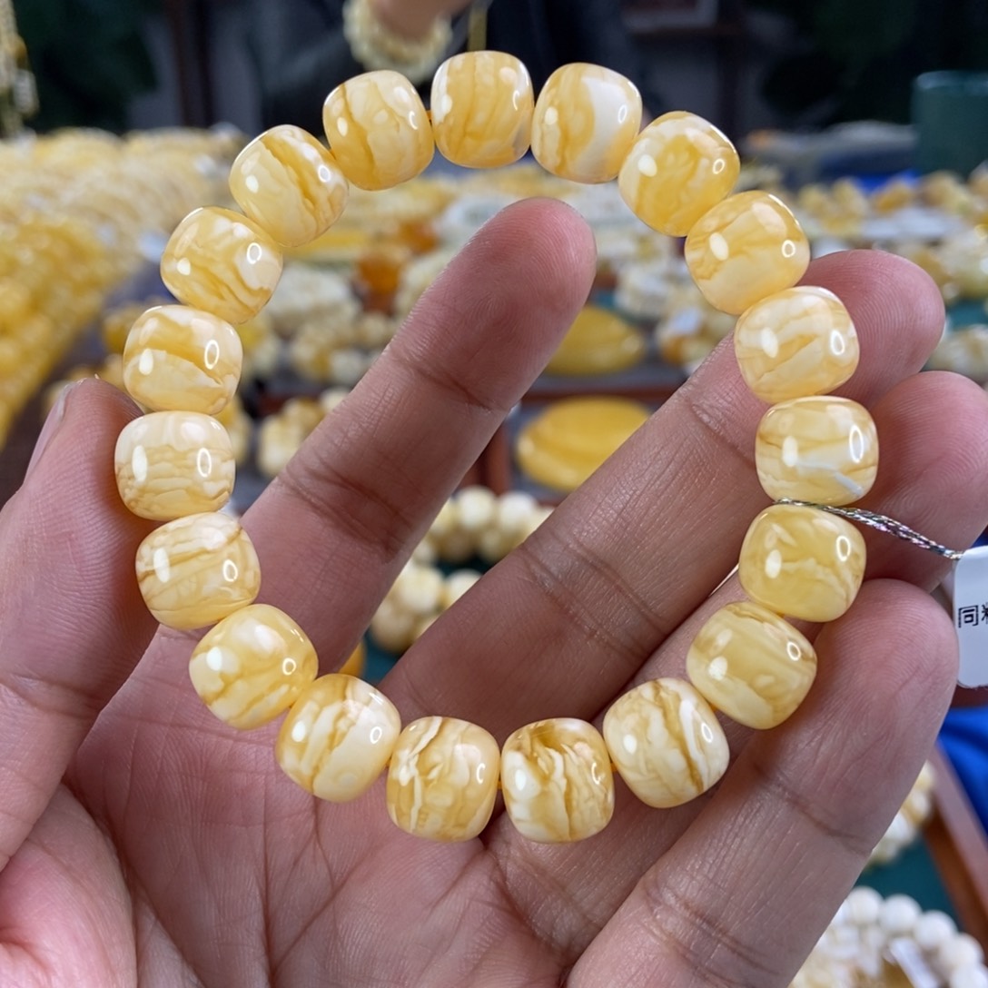 琥珀珠宝奇石未镶嵌?12虎皮纹同料串19.51