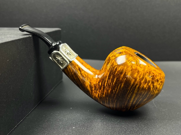 丹麦吉普森典藏银圈4石楠木手工烟斗（内径21.4斗深43.6长132.6