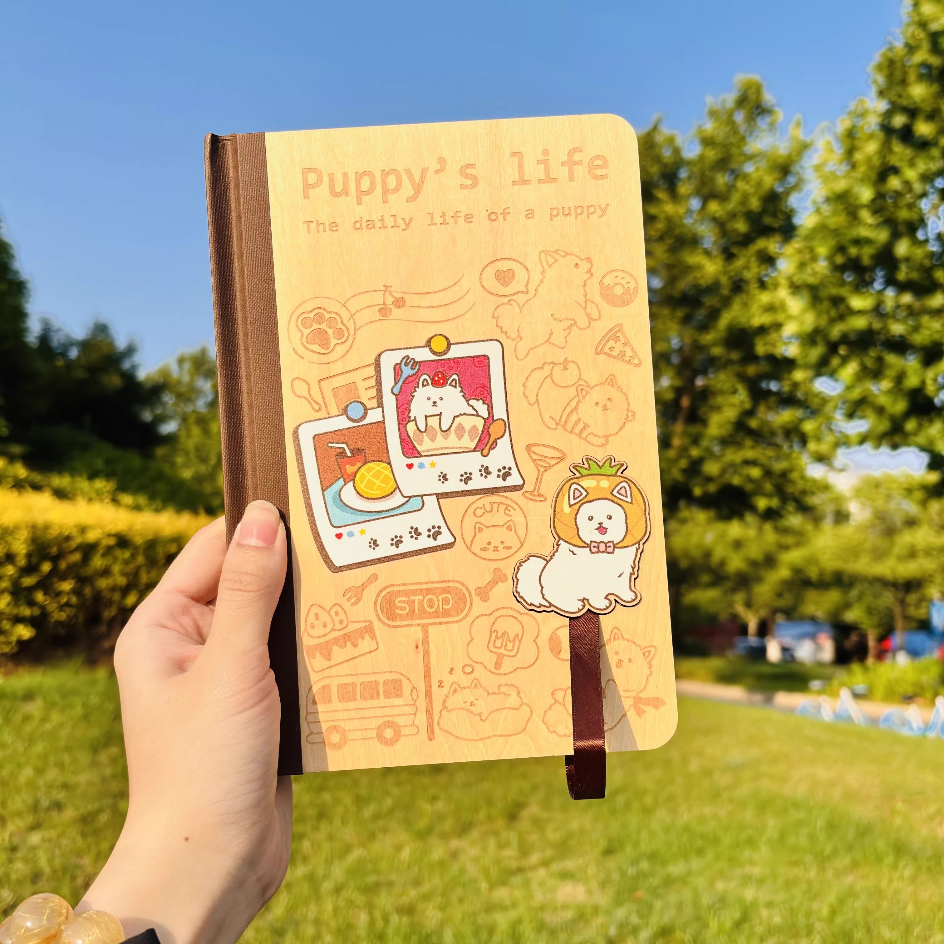 一本 外单可爱 小狗狗 木制A5硬壳横线带图案