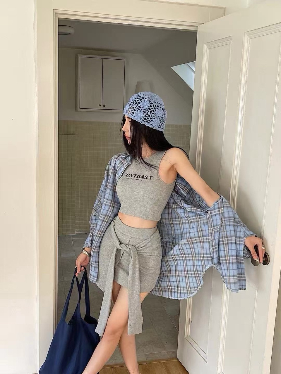 7 ·July 6/3 “日常晒美”背心裙子套装➕防晒格子衬衣三件套套装