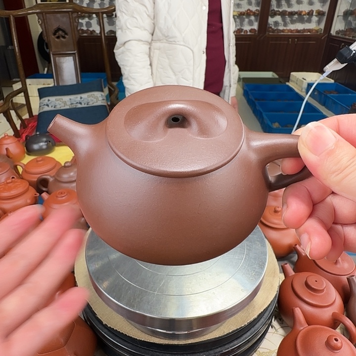 紫砂茶壶石瓢紫泥