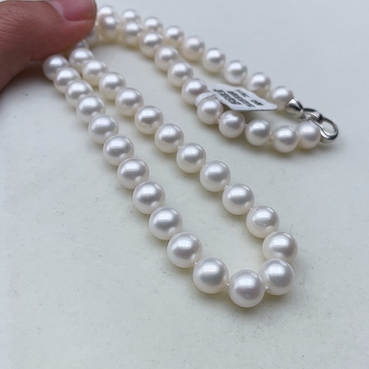 淡水珍珠颈饰银S925镶嵌卡8极光冷白高品