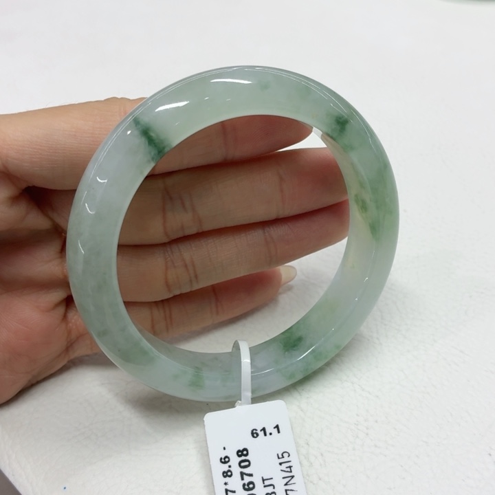 翡翠未镶嵌手镯缅甸翡翠手镯55.8冰飘花