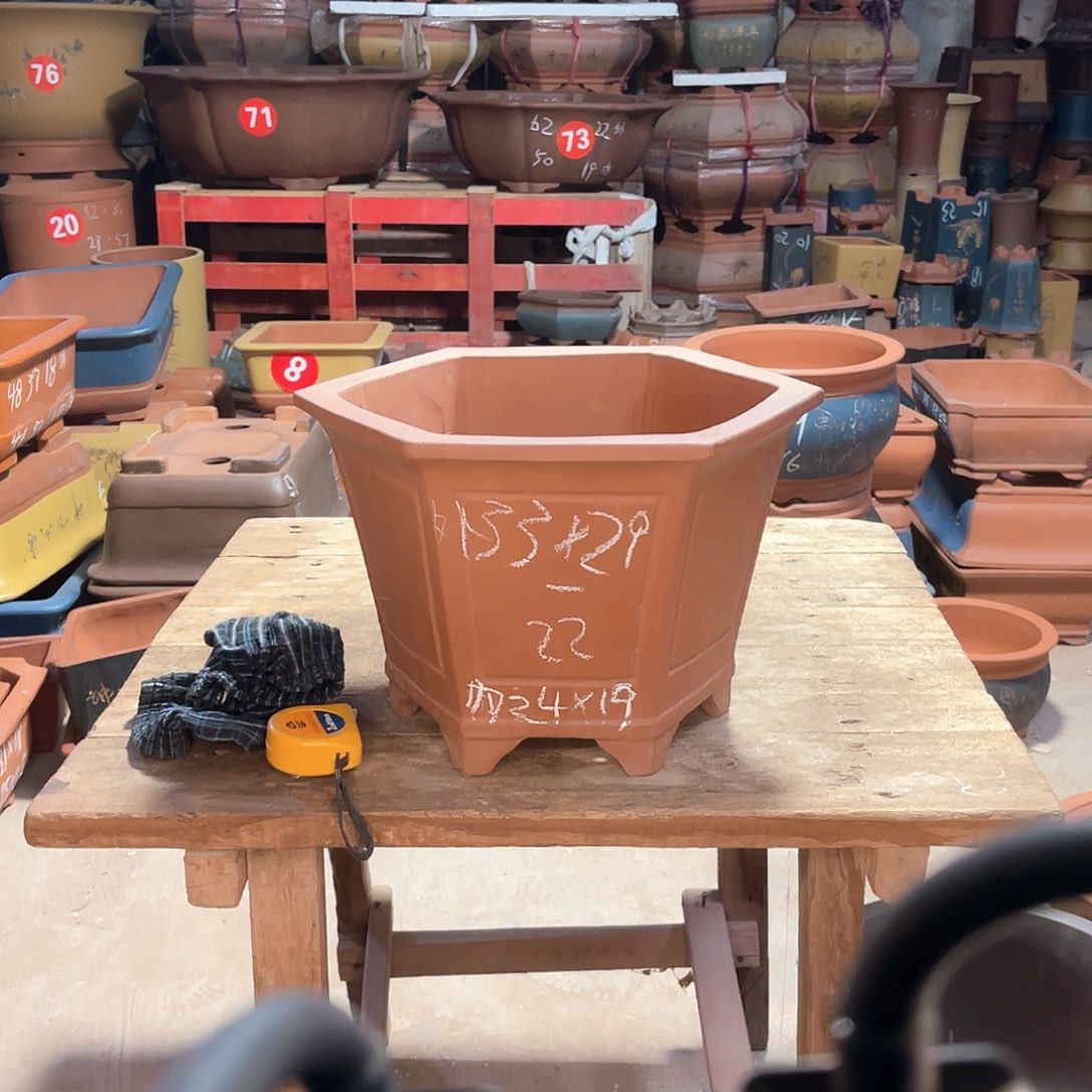 紫砂花盆六方盆一个