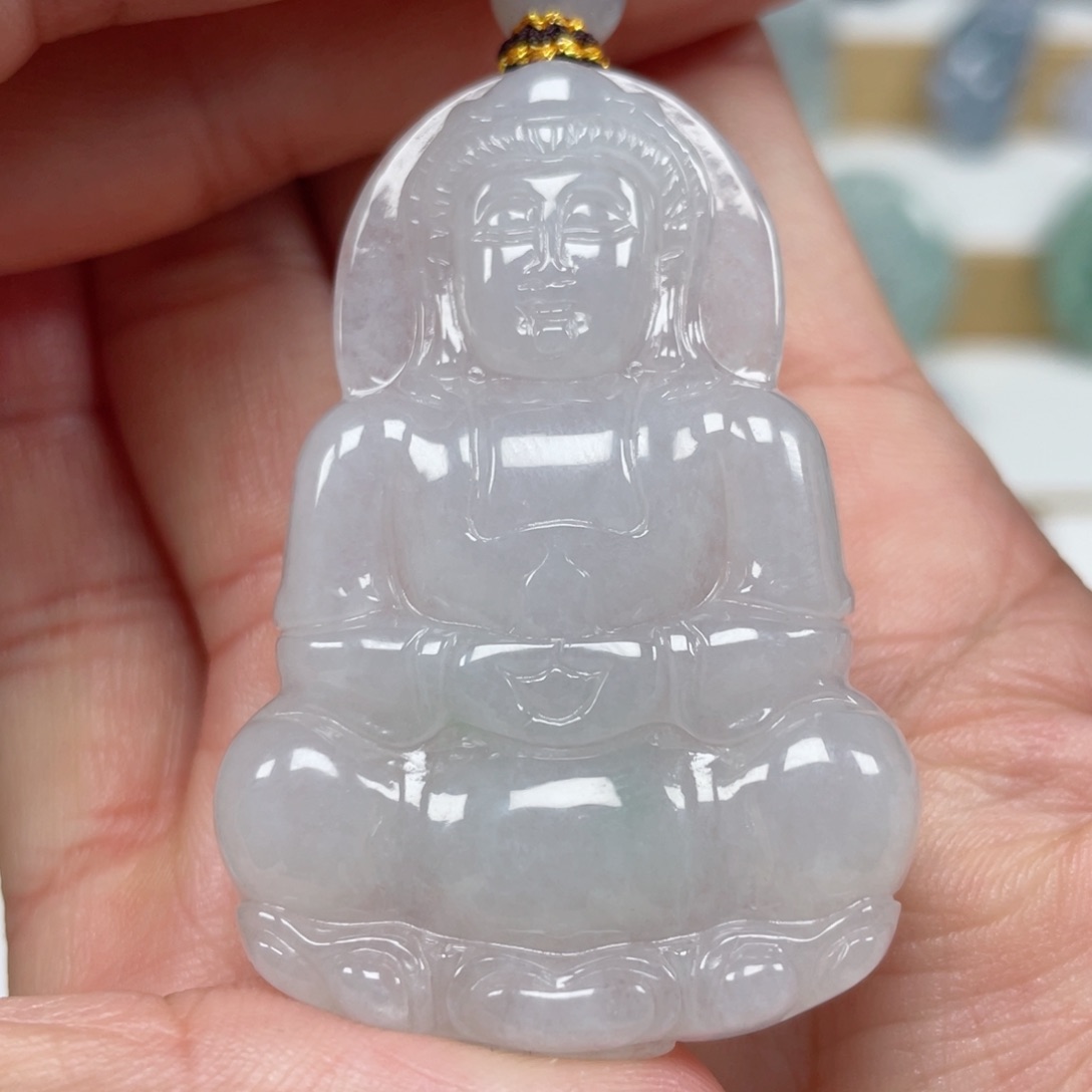 翡翠颈饰未镶嵌天然翡翠A货观音82号