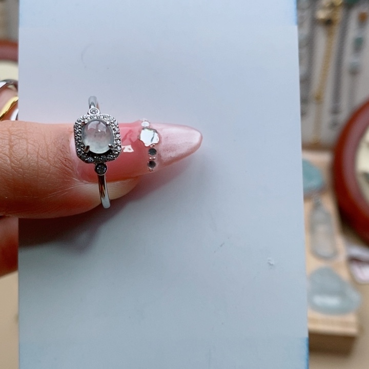 翡翠戒指银S925镶嵌1111