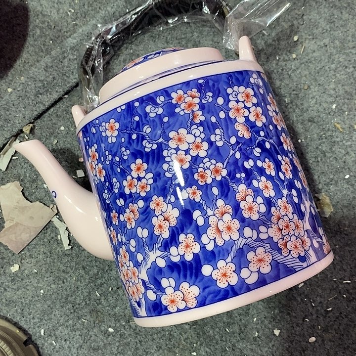 摆件陶红稀土冰梅提梁壶