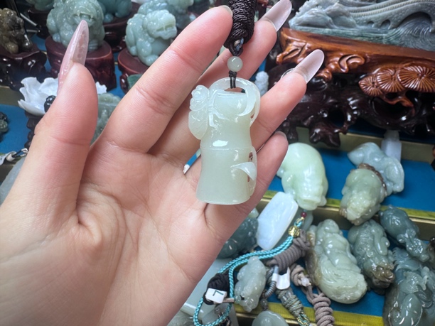 和田玉竹节吊坠挂件