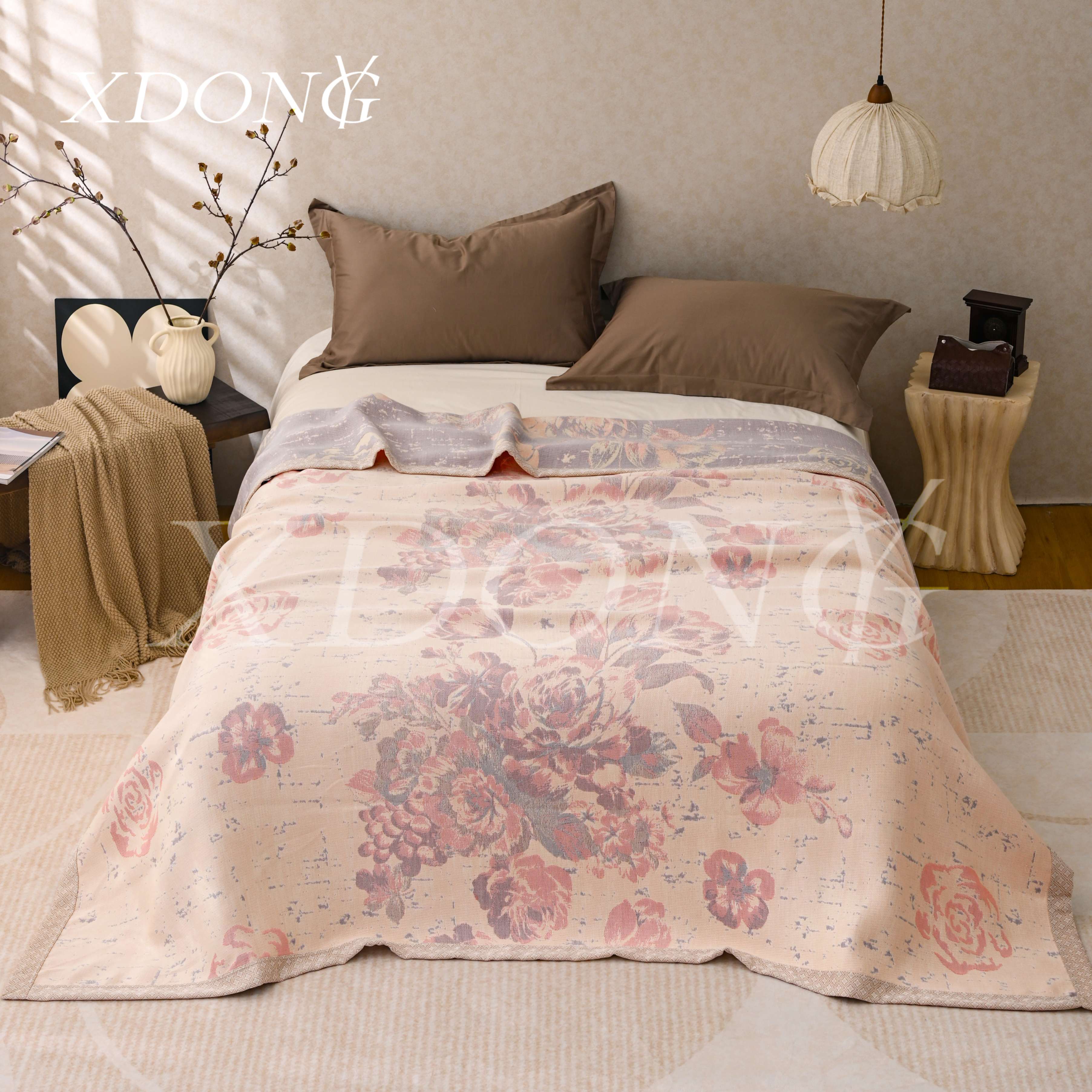 XDONGY（冬云家纺）200*230 花涛香海 高定头等舱莱赛尔纱布 床盖