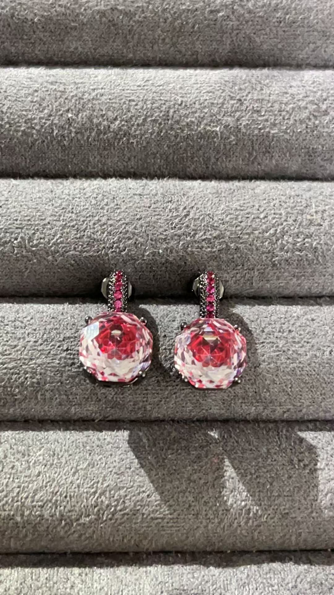 福玺甄选红圆红耳钉7766