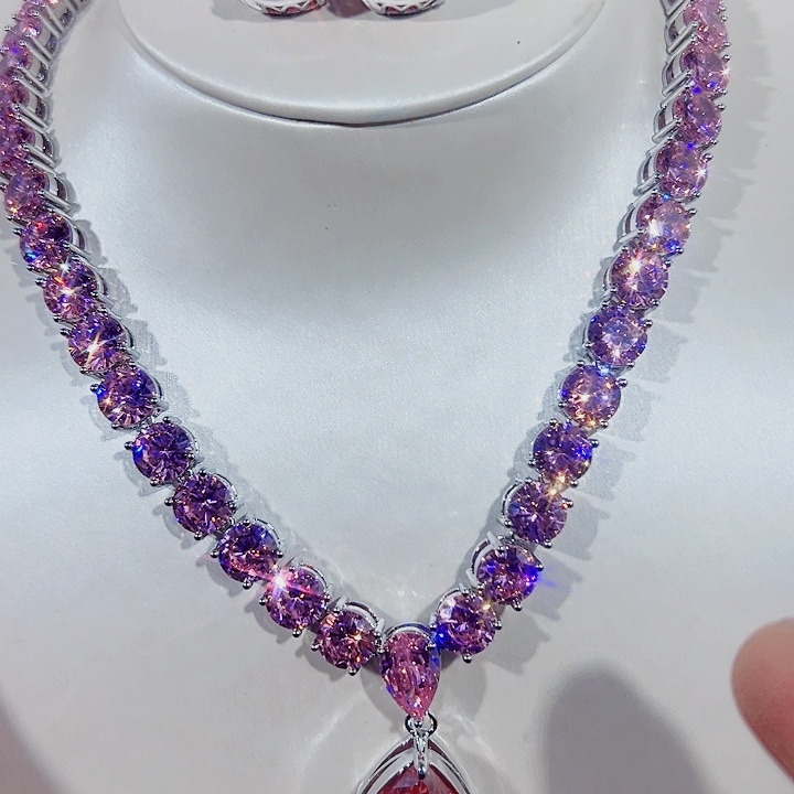 非金属红色蓝色满镶嵌吊坠戒指