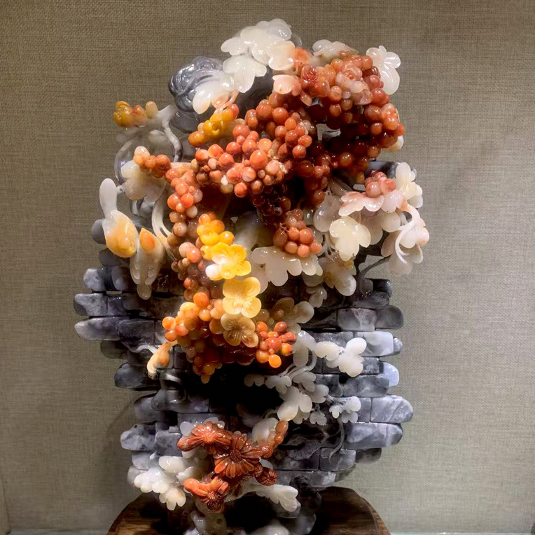 精品寿山石多子多福招财摆件玄关客厅家居办公室书房乔迁奇石送礼