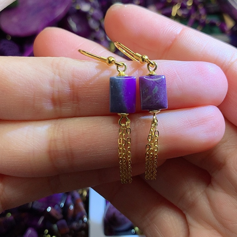 【闪购商品】苏纪石（舒俱来）耳钩银S925镀金镶嵌