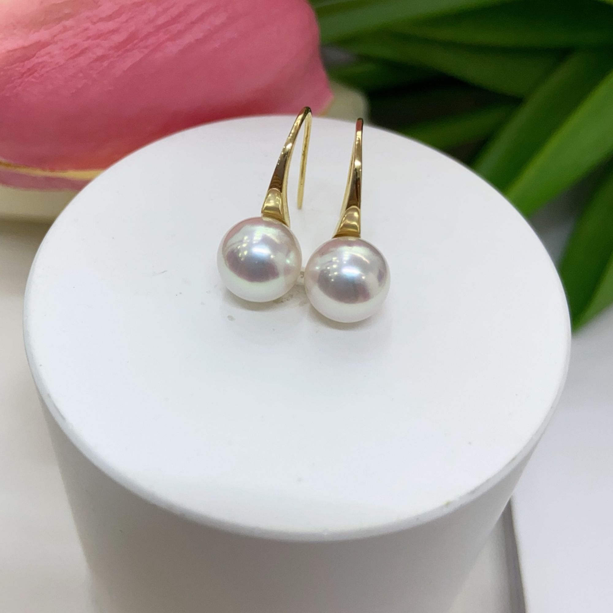 海水akoya珍珠【高跟鞋】天女18k厚金极强光耳钩气质时尚百搭经典