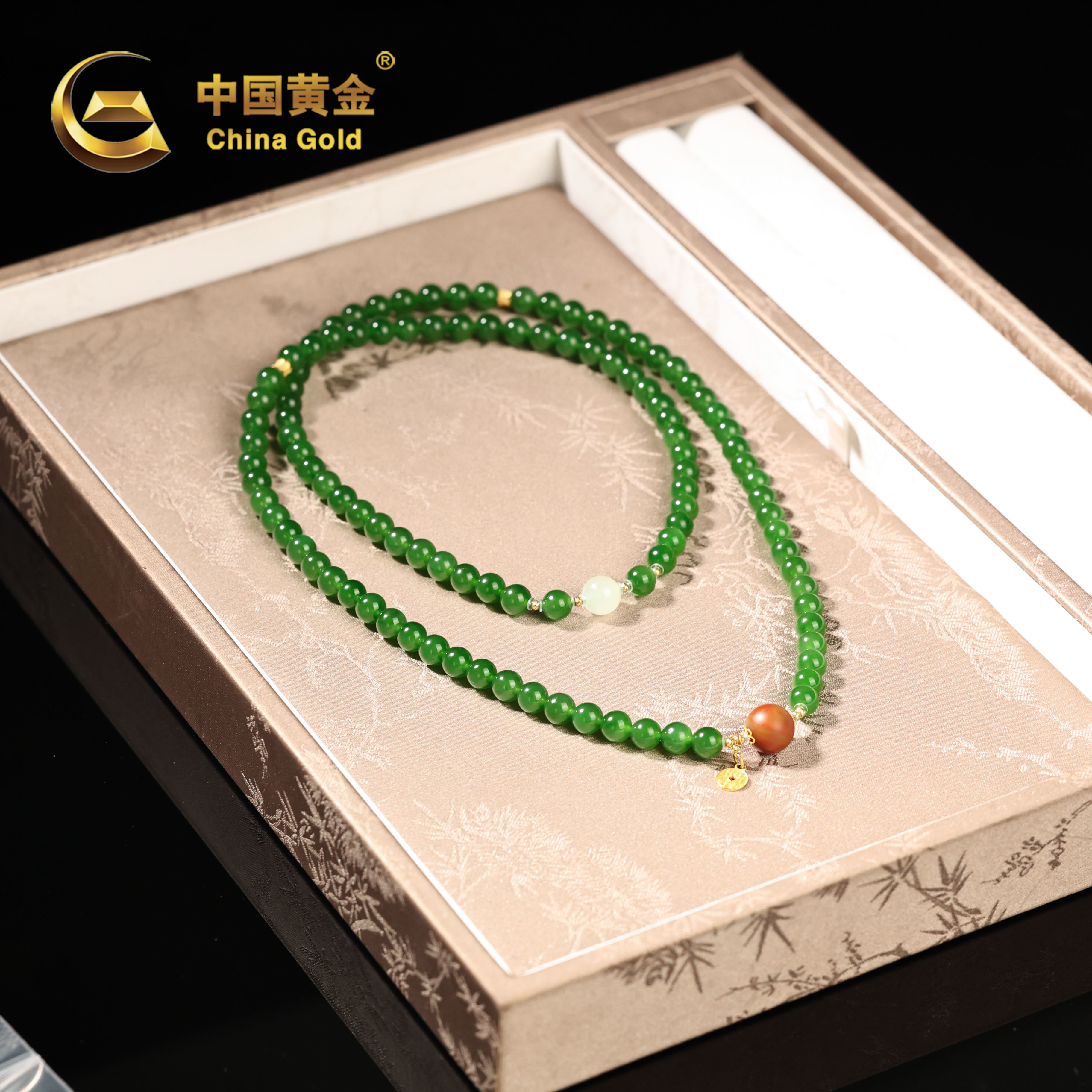 【中国黄金】溪翠 | 和田玉*项链*18k金镶嵌-X2827-格