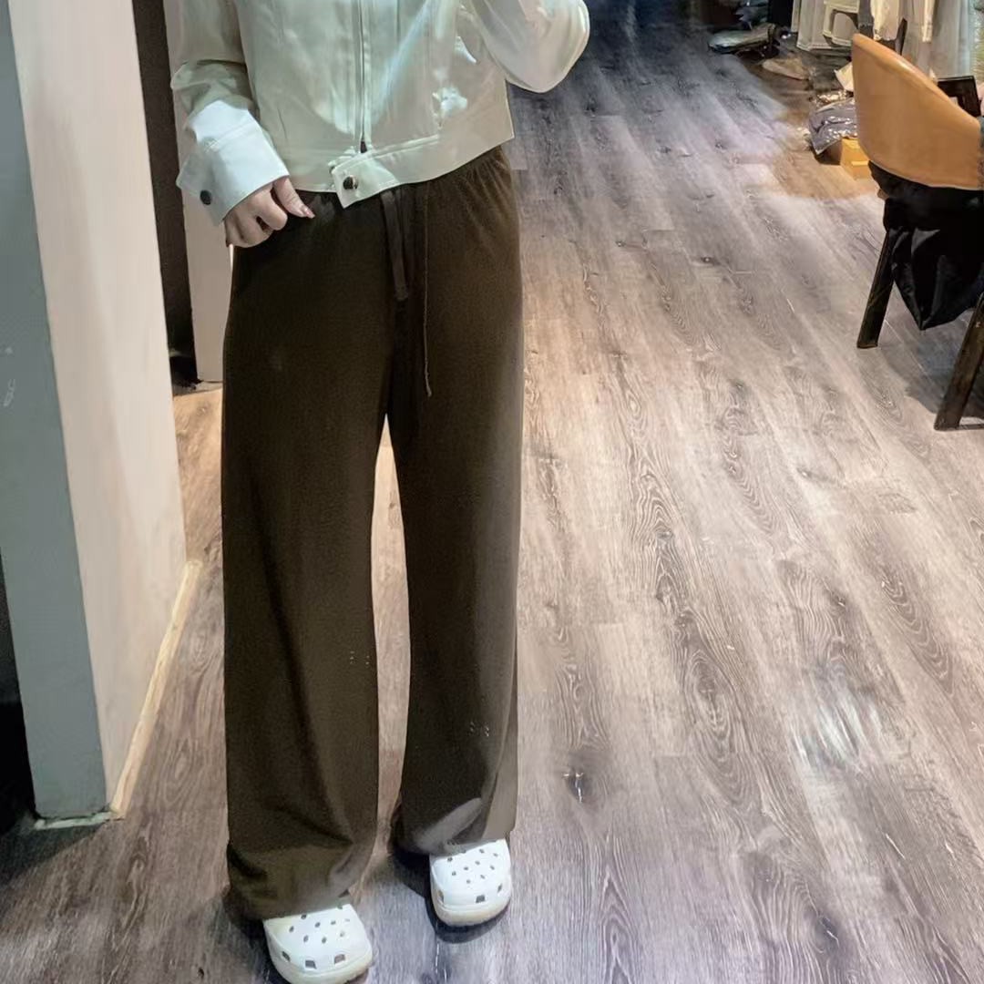 夏季女士纯色莫代尔舒适慵懒直筒休闲裤