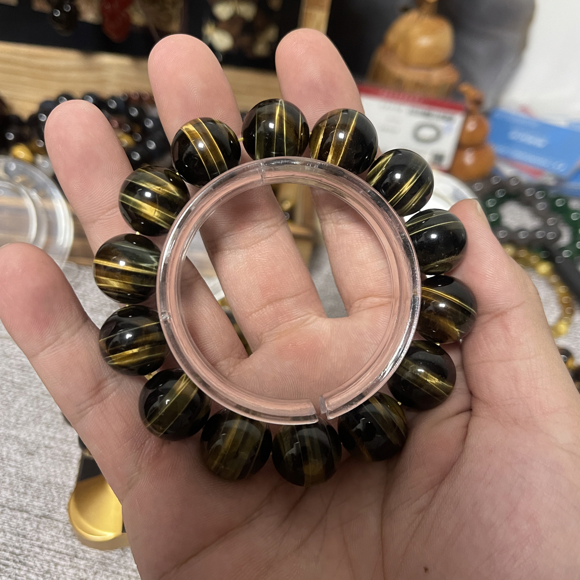 天然黄蓝虎眼石手串16m