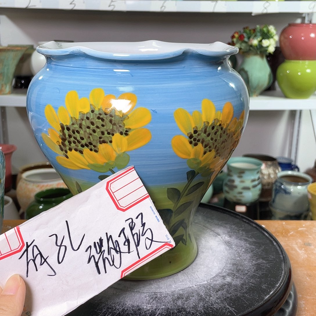 景德镇陶瓷花盆微瑕口14高19